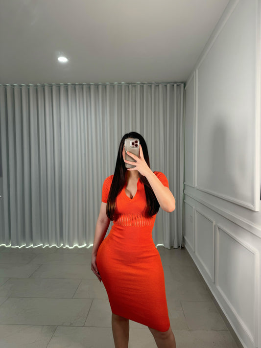 Orange Pointelle Dress