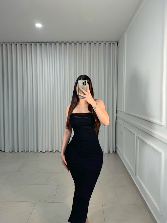 Shadow Black Midi Dress