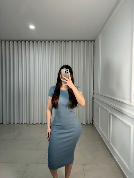 Basic Blue Gray Dress