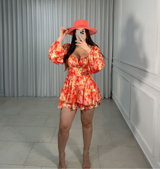 Romper Floral Peach