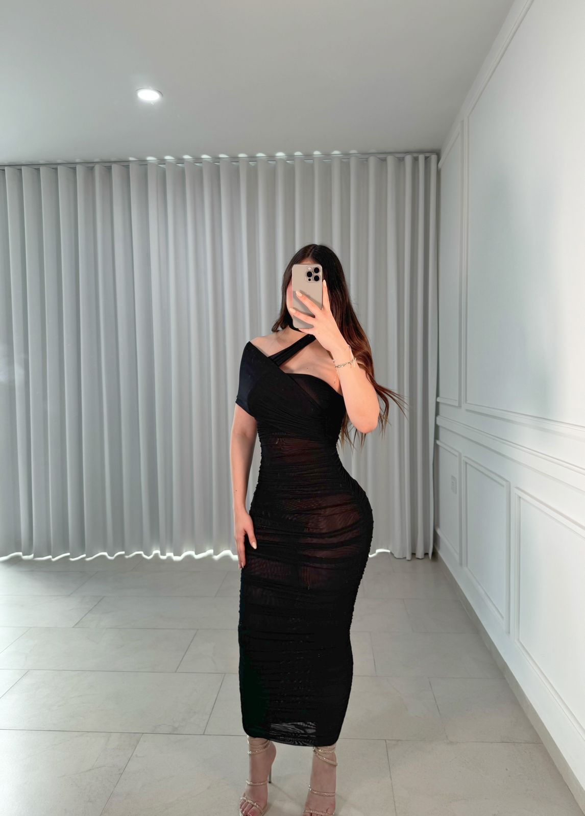 Vestido Double Mesh Negro