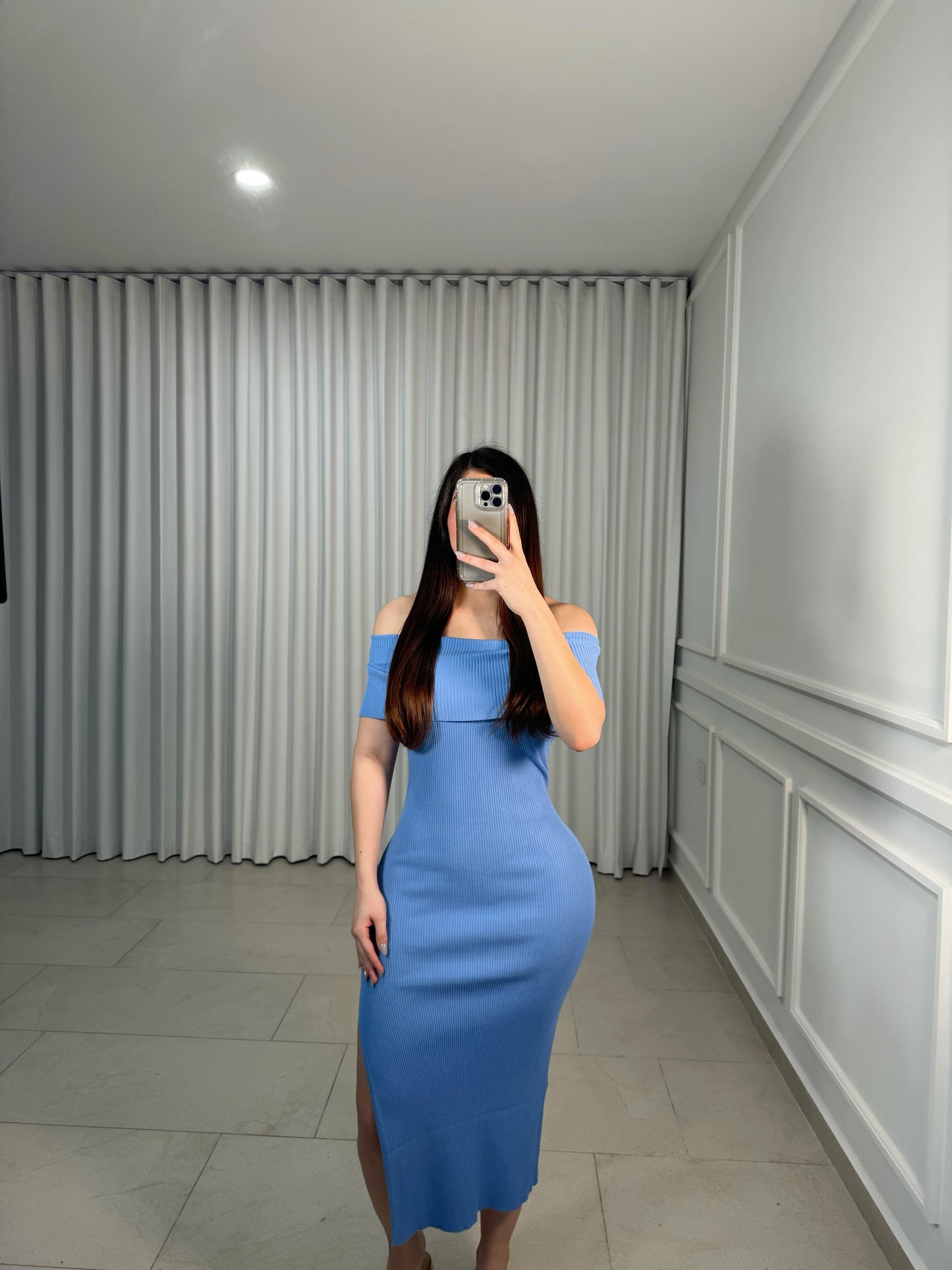 Blue Shoulder Dress