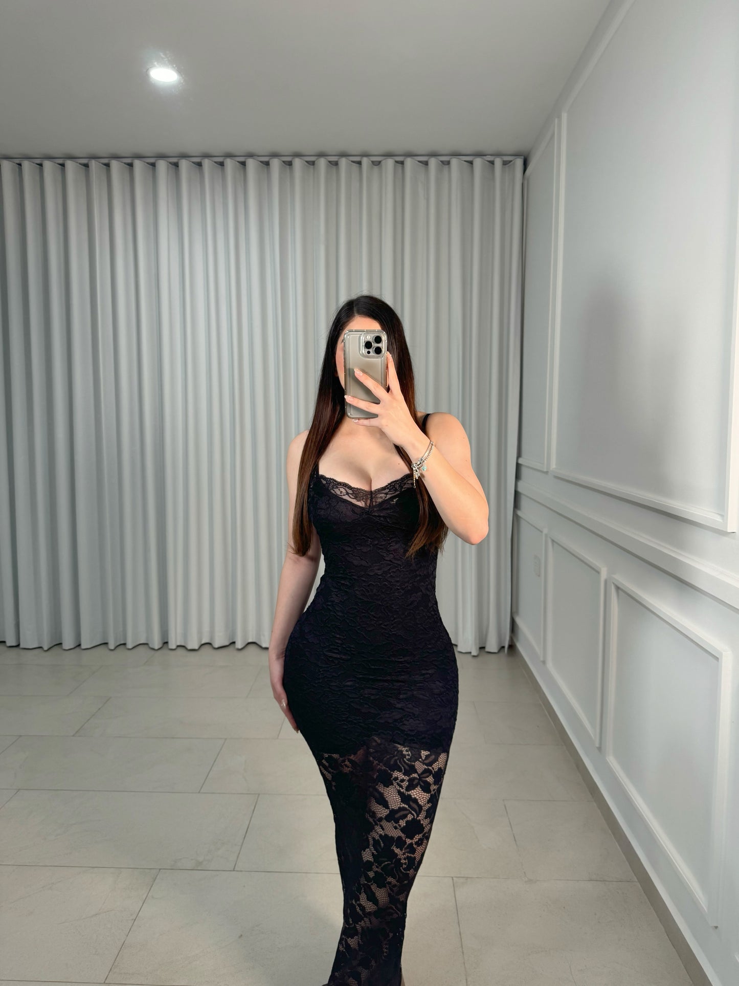 Sheer Lace Black Dress