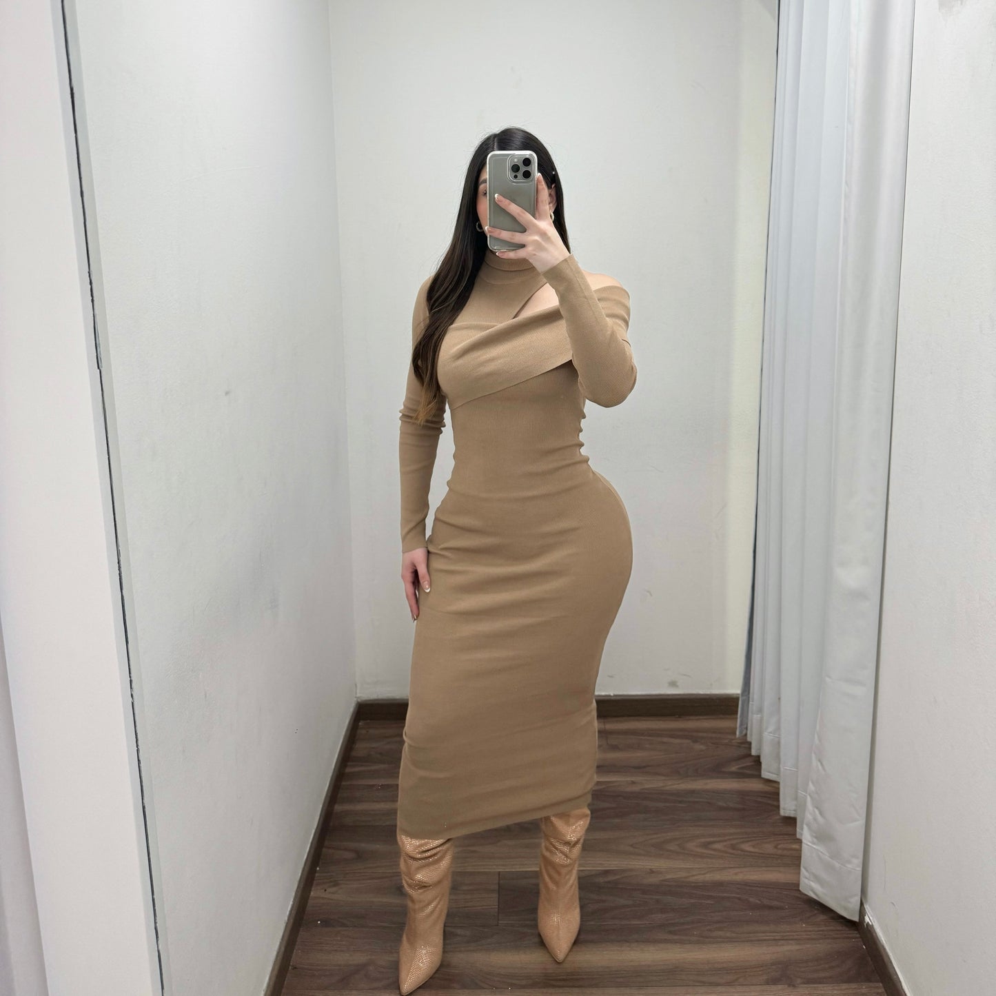 Nude Shoulder Dress