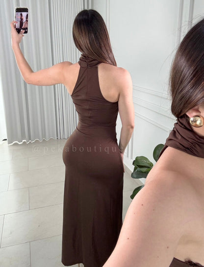 Vestido Halter Brown