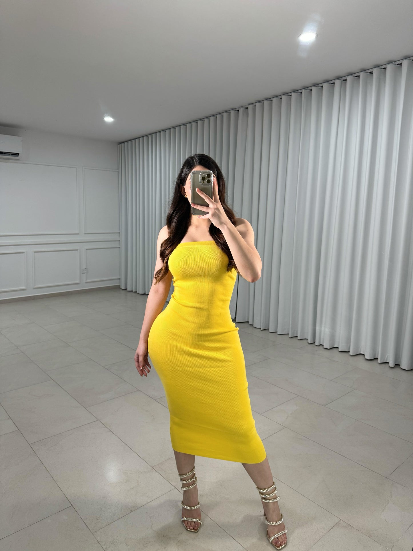 Strapple Yellow Dress