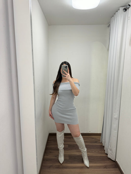 Gray Off Blue Dress