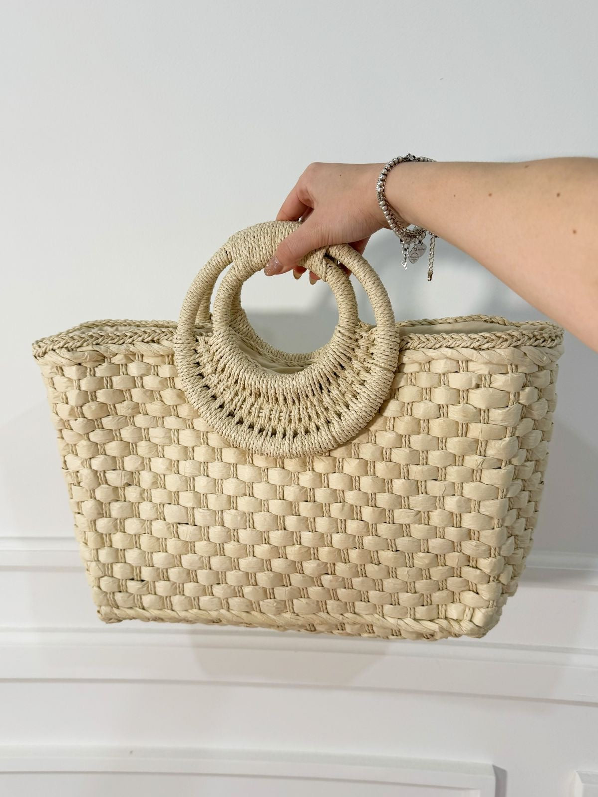 Straw Ivory Tote Bag