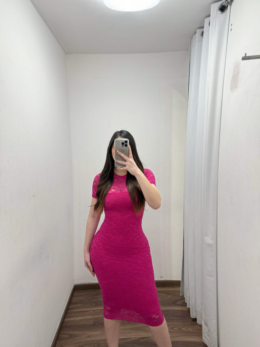 Magenta Lace Dress