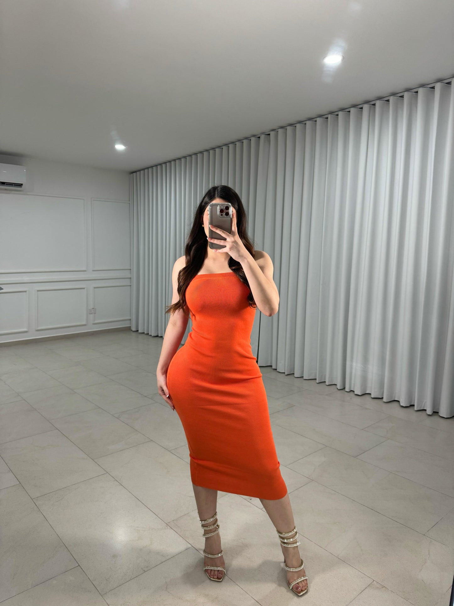 Strapple Orange Dress