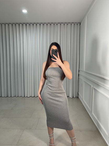 Vestido Strapple Gris