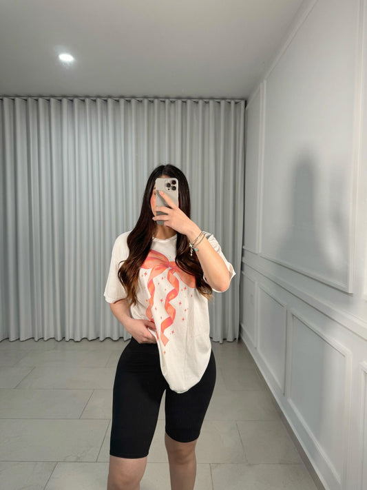 Peach Bow Blouse