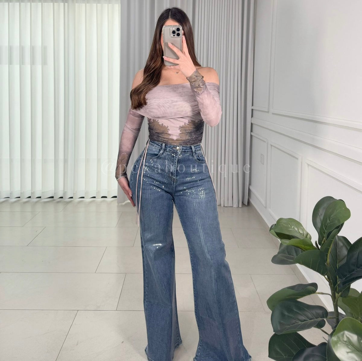 Pantalón Sequin Denim