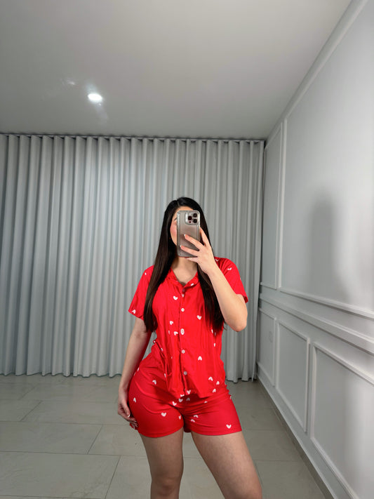 Red Hearts Short Pajamas