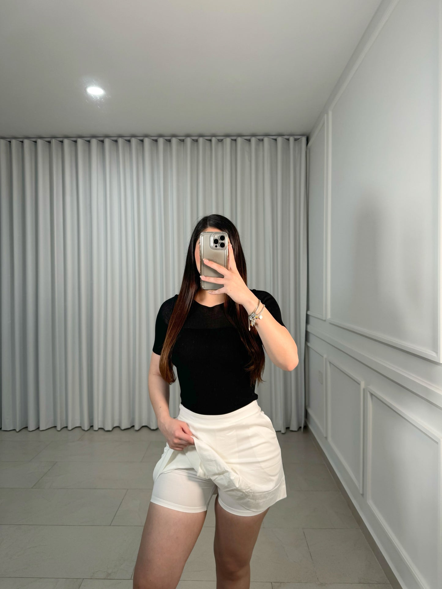 Short White Split Skirt