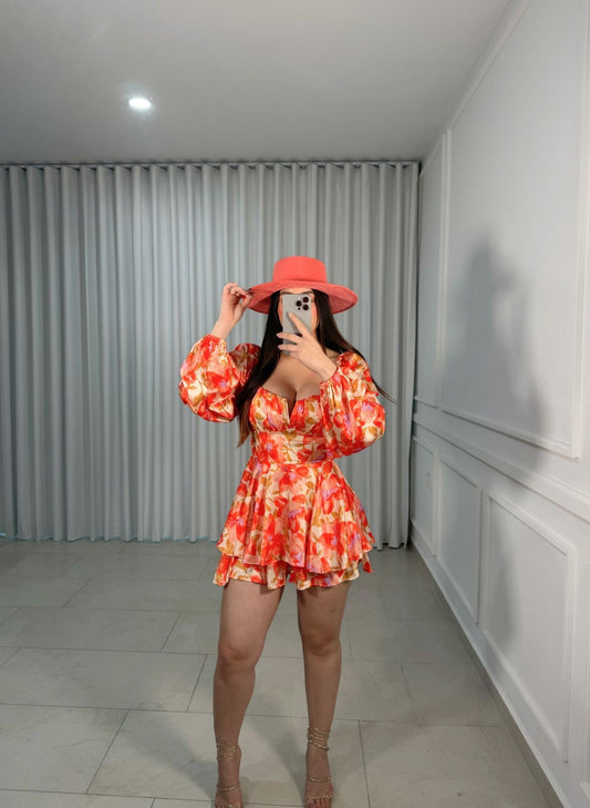 Romper Floral Peach