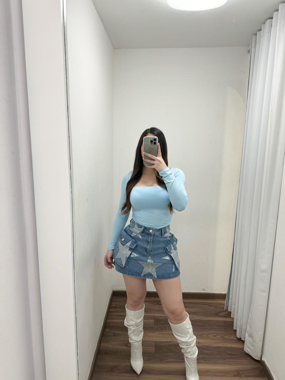 Star Denim Mini Skirt