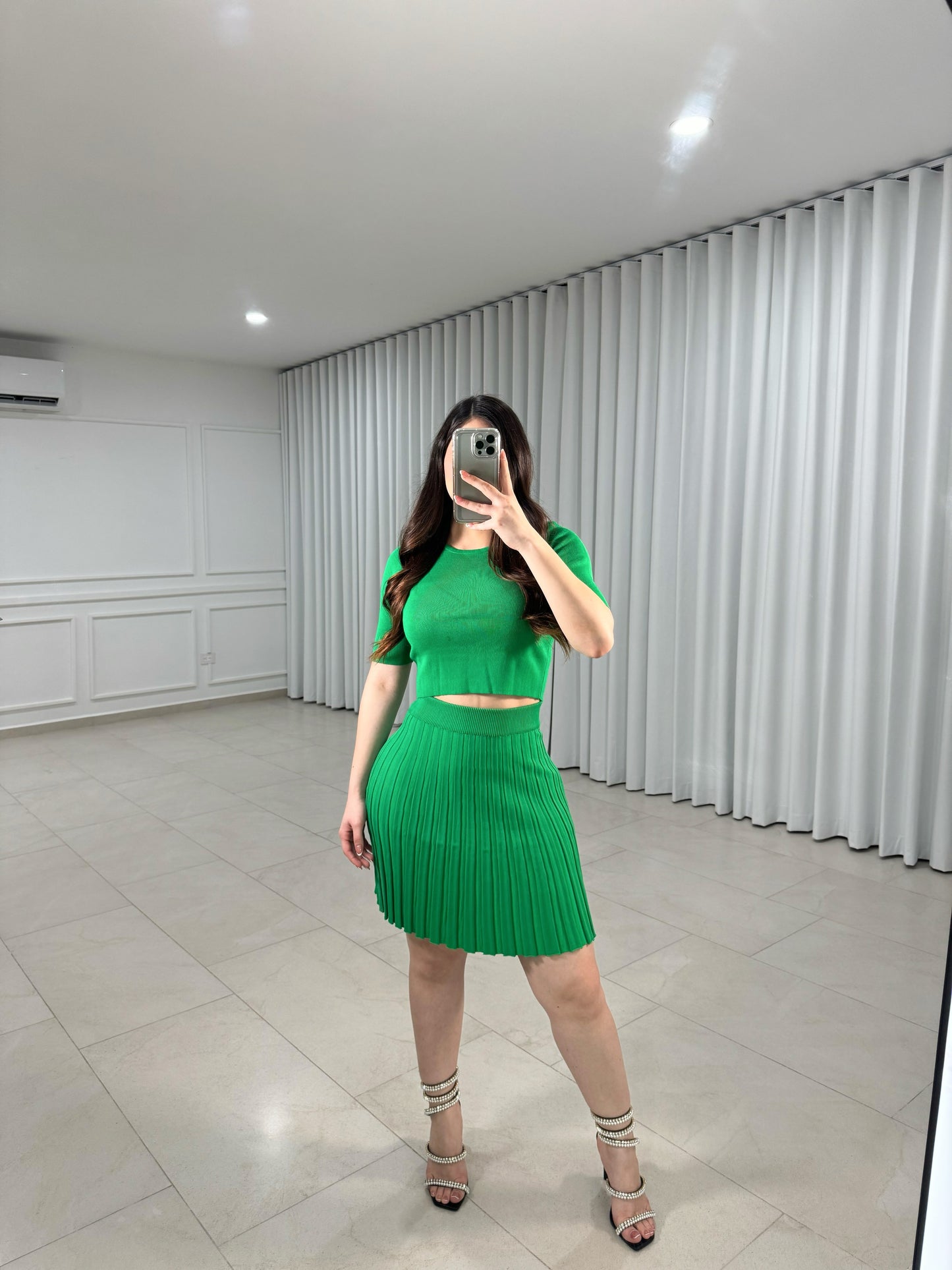 Green Skirt Set