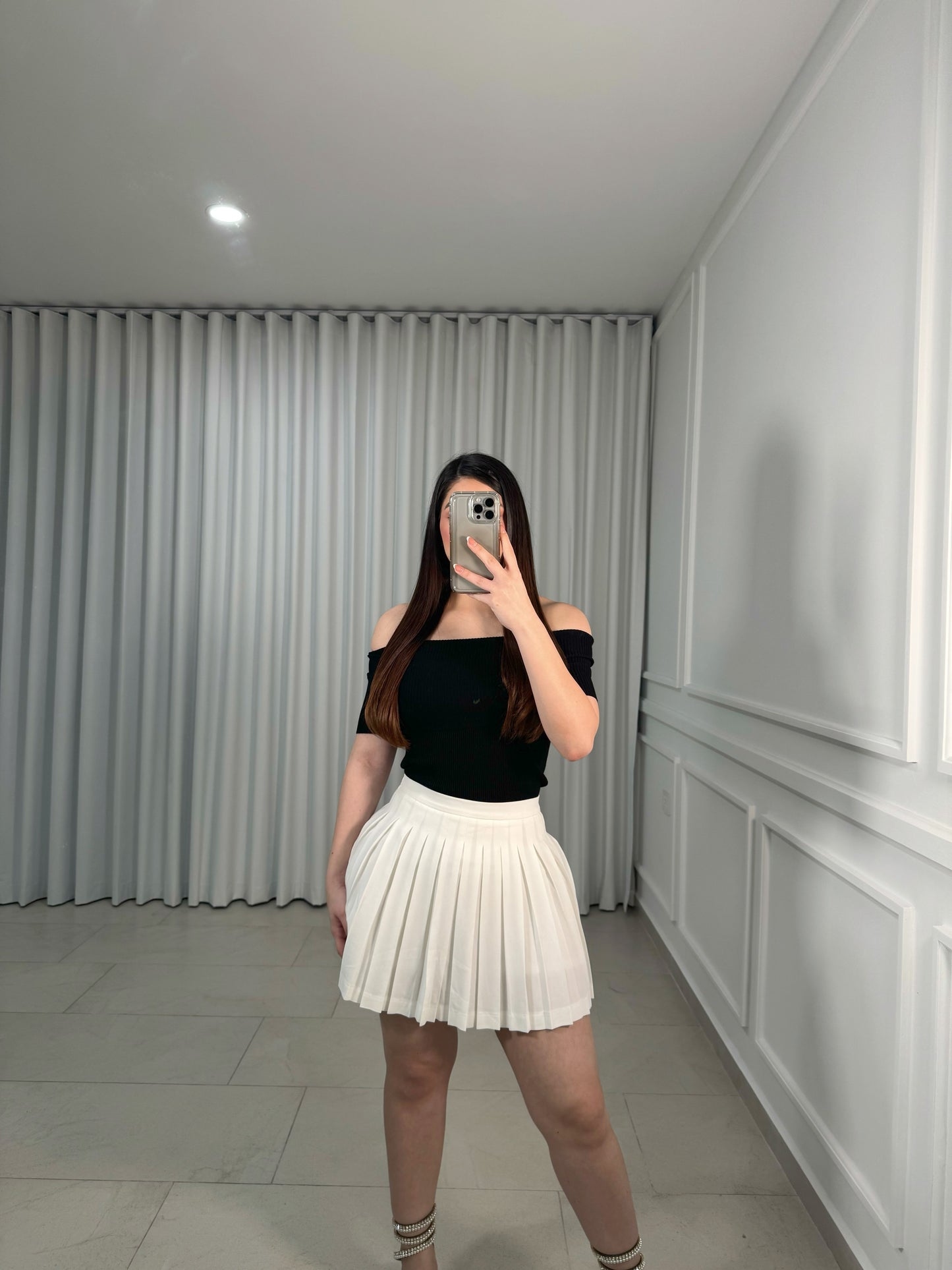 White Pleated Skirt