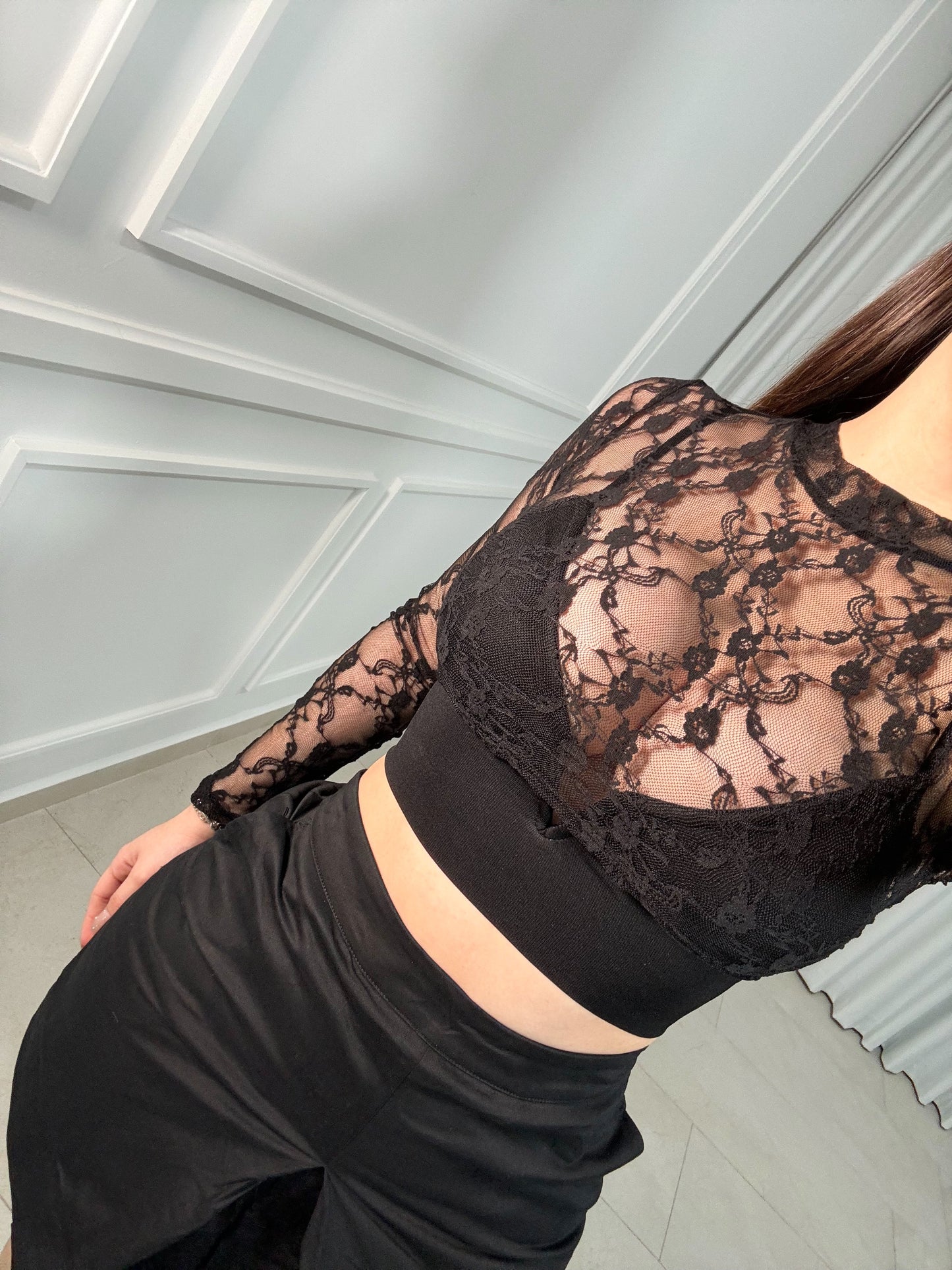 Top Negro Lace