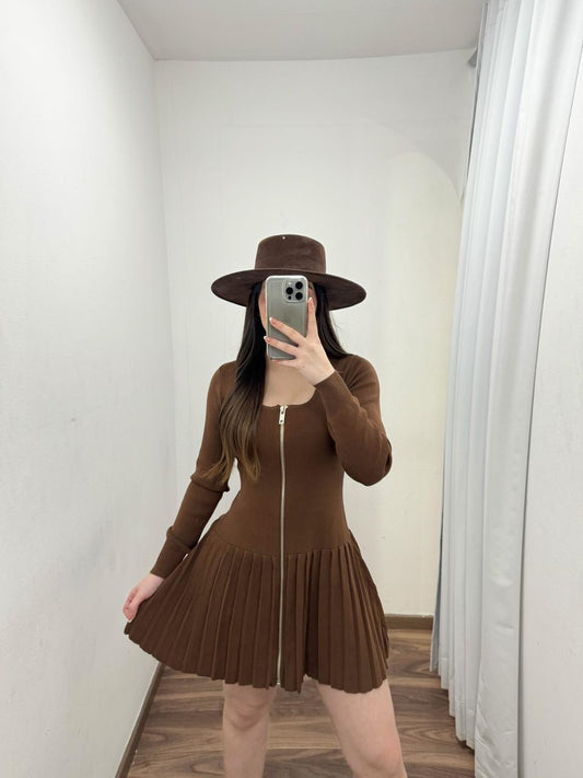 Brown Zipper Dress