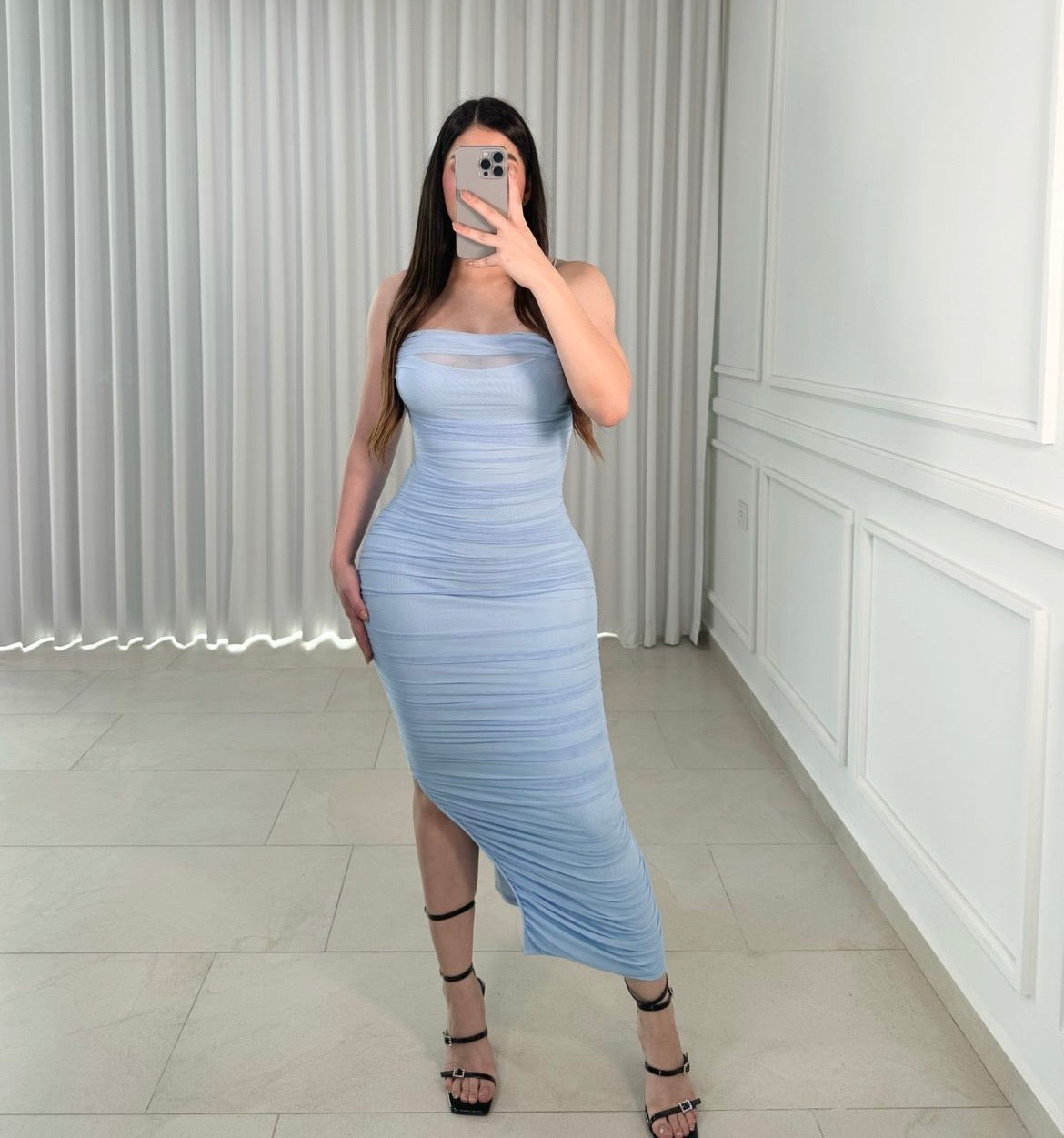 Vestido Midi Baby Blue