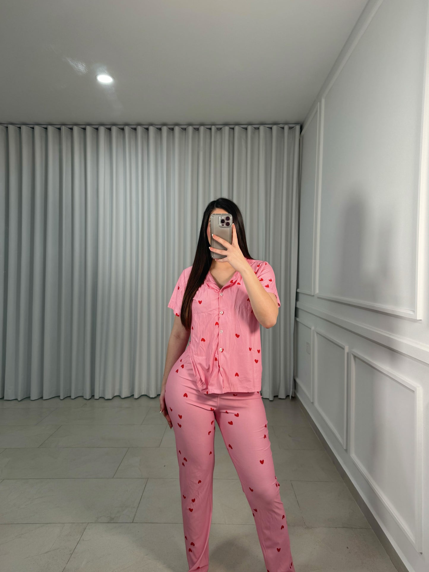 Pink Hearts Pajamas Pants