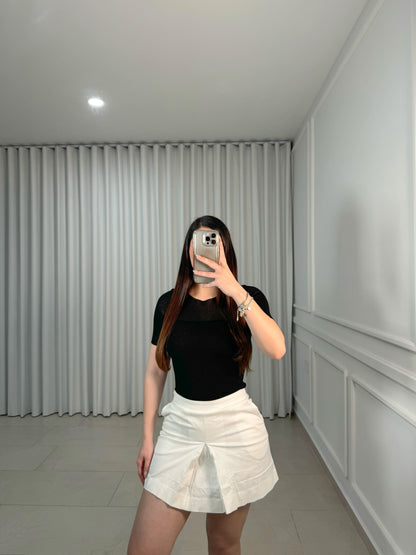 Short White Split Skirt