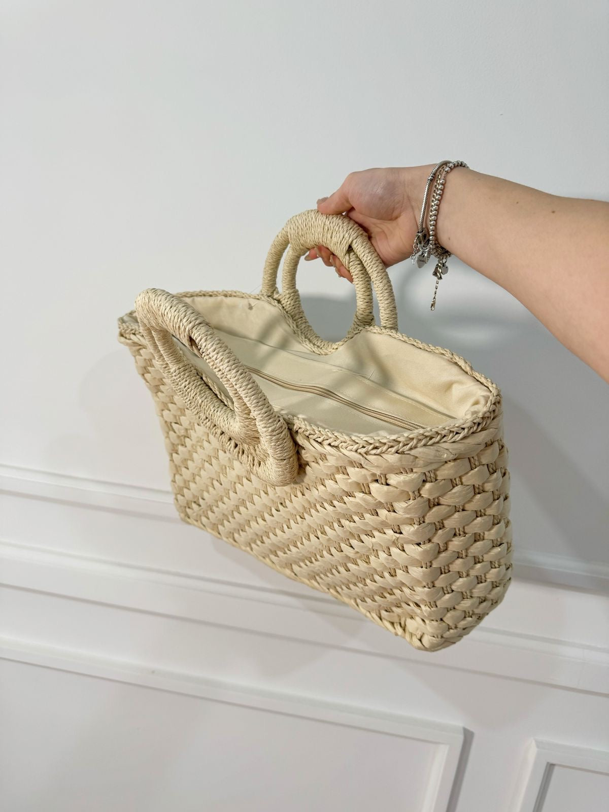 Straw Ivory Tote Bag