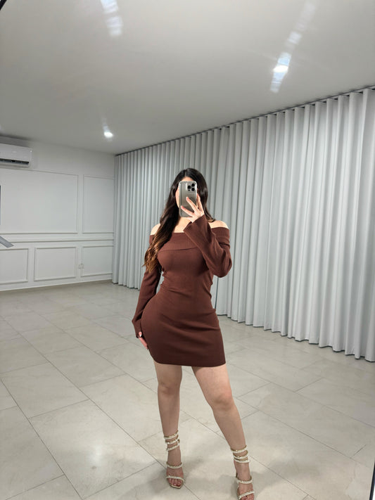 Brown Off Dress